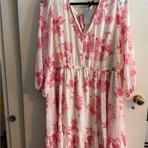 Floral Pink and White Dress